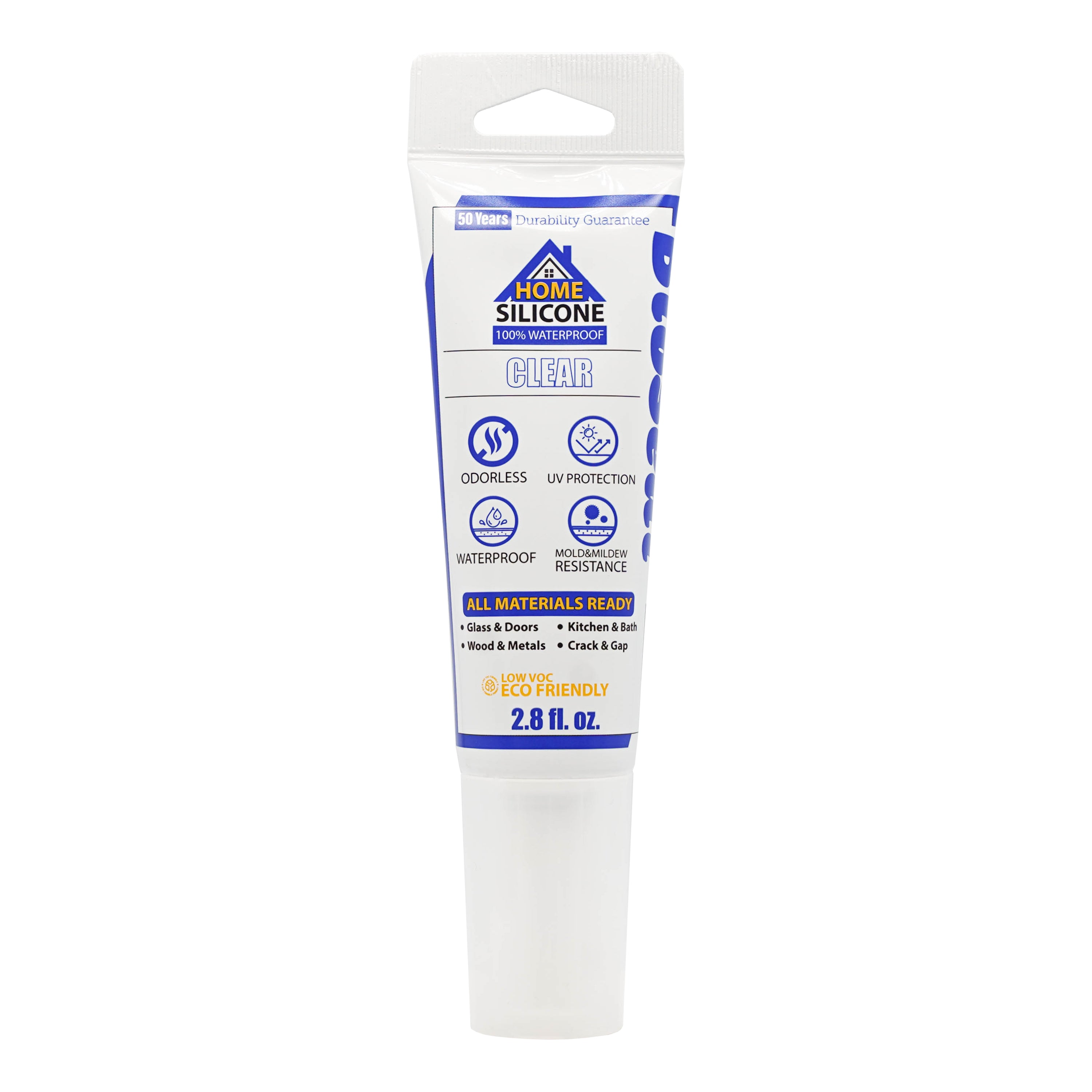 Home BioSeal Silicone Sealant Caulk 2.8oz, UV Protection, 100% Waterproof single