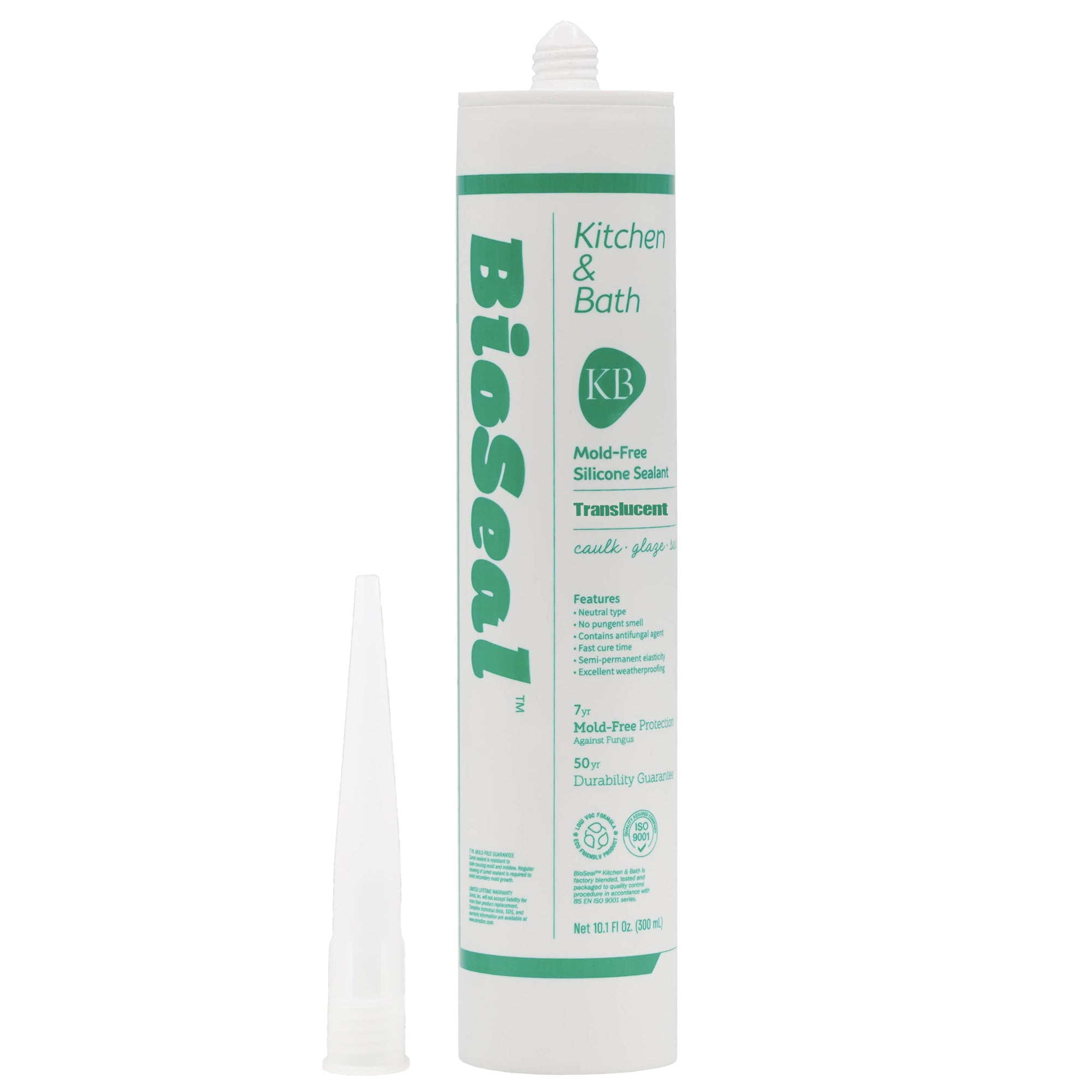 Translucent Kitchen and Bath BioSeal Silicone Caulk and Sealant Mold Free, 100% RTV, Odorless