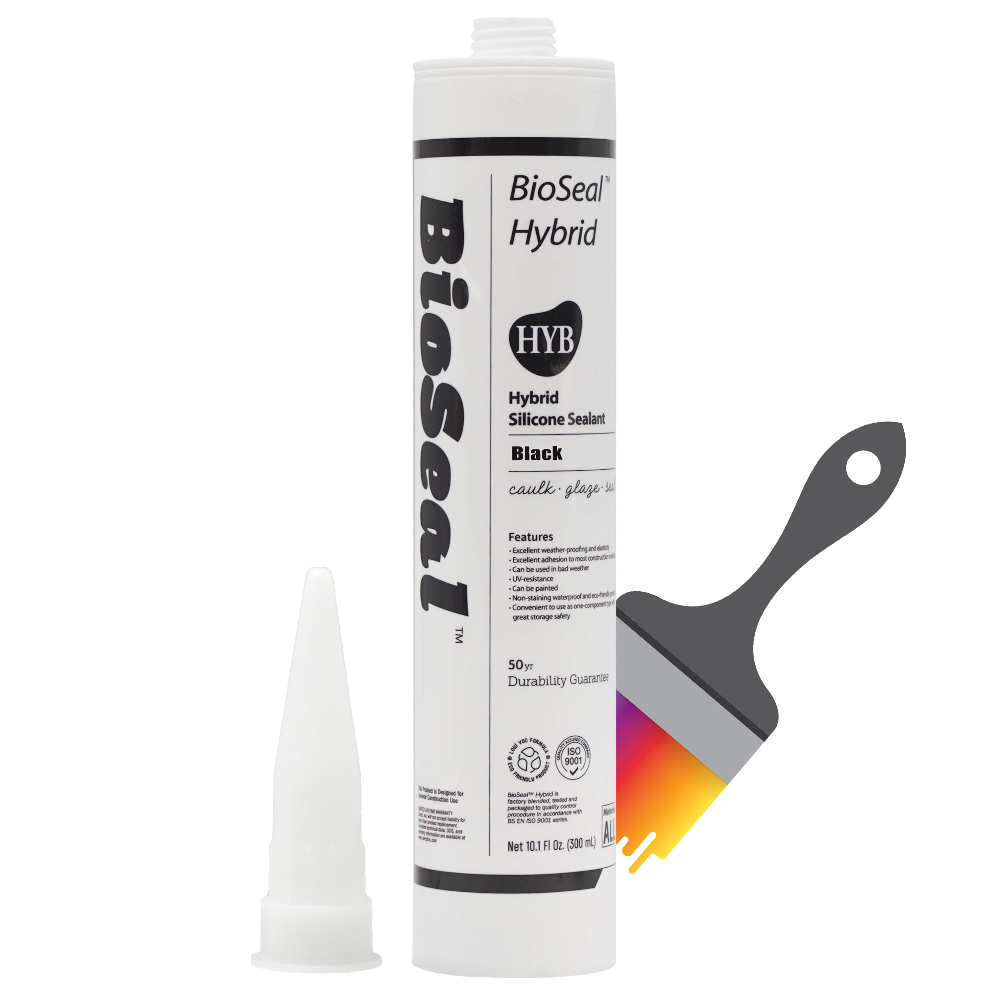 Black Hybrid BioSeal Silicone Sealant Caulk, RV, Auto