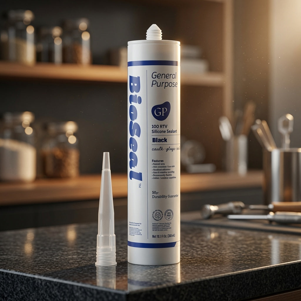 Black General Purpose BioSeal Silicone Caulk & Sealant 10.1oz