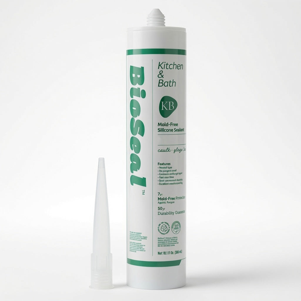 BioSeal Kitchen & Bath Silicone Caulk 10.1oz | Waterproof Bathroom & Kitchen Sealant | Clear