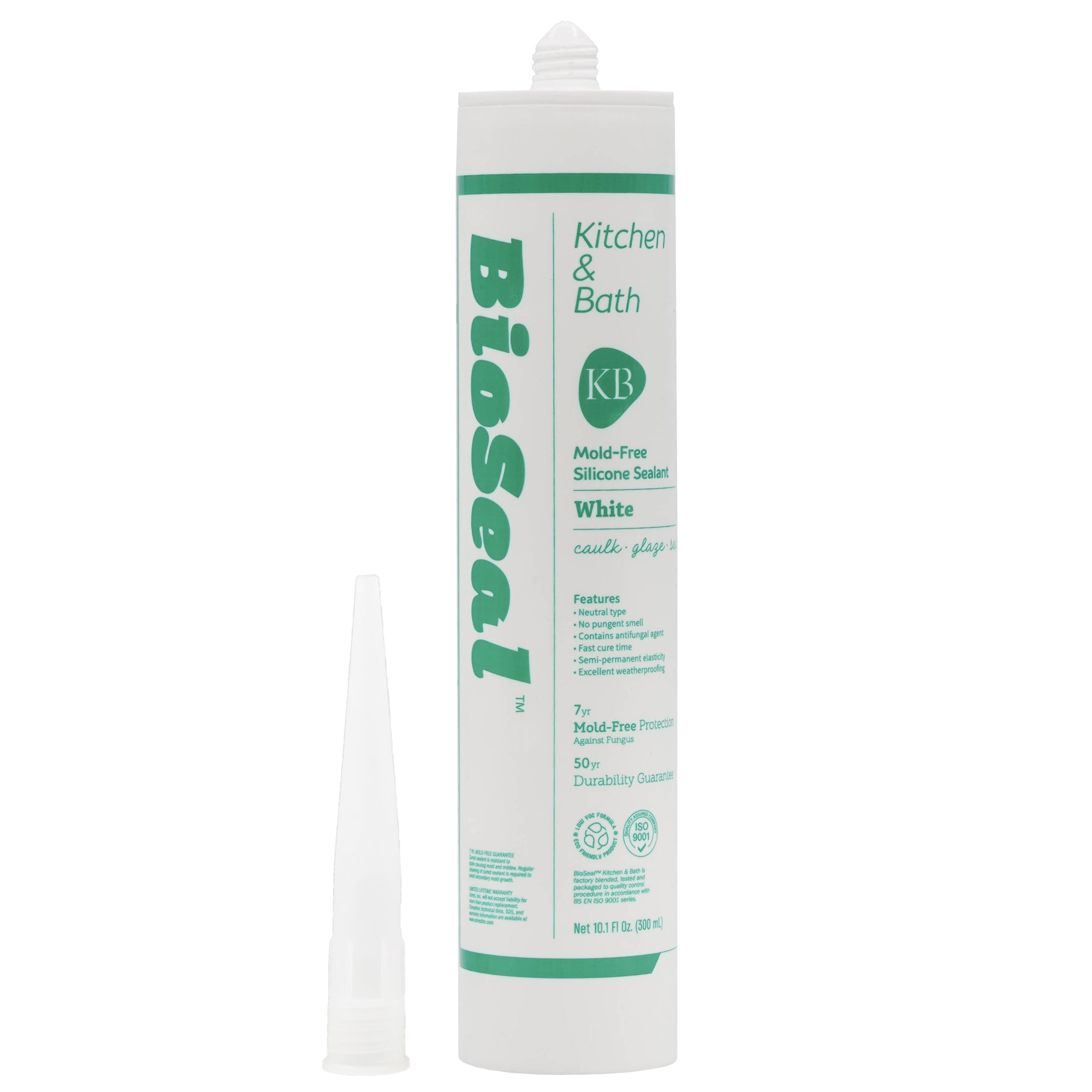 Clear Kitchen and Bath BioSeal Silicone Caulk and Sealant, Mold Free, 100% RTV, Odorless