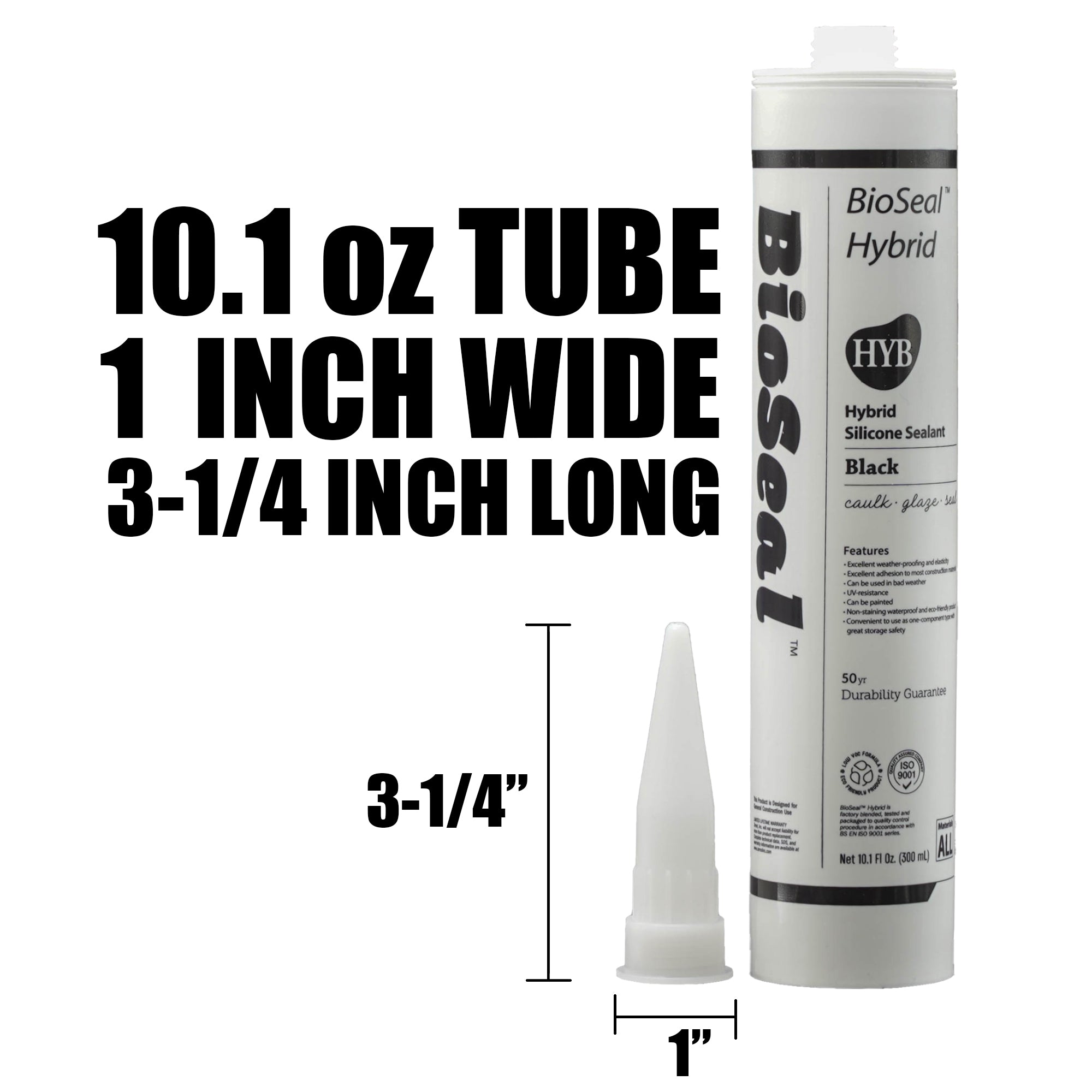 Black Hybrid BioSeal Silicone Sealant Caulk, RV, Auto